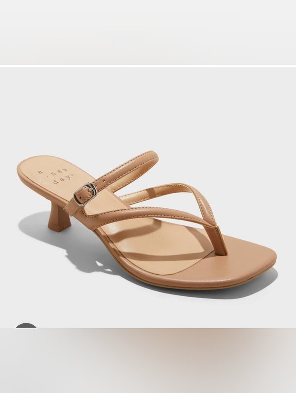 a new day Tan Strappy Kitten Heel Thong Sandal